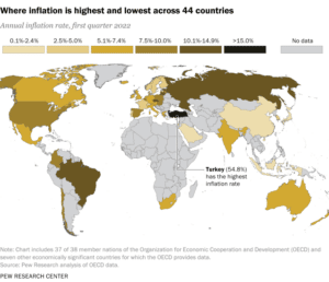 Is the economy slowing in 2022 Inflation - credit Pew Research Center.